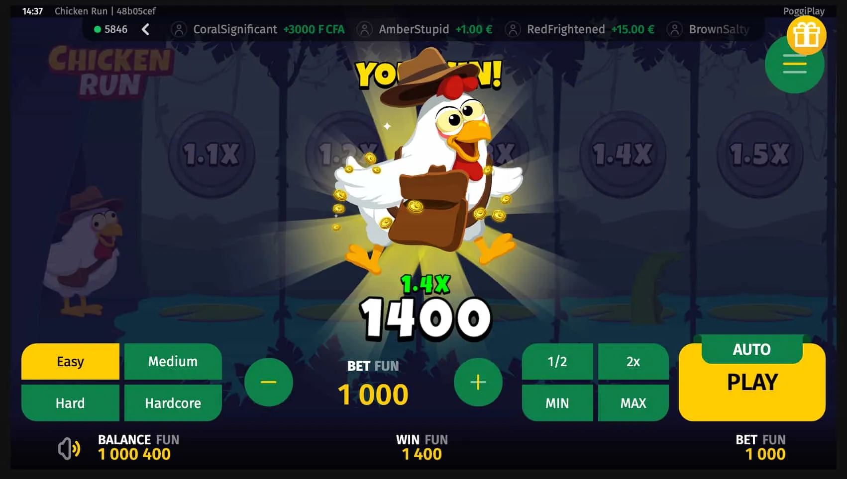 Chicken Run at a Glance: Verified Game Parameters